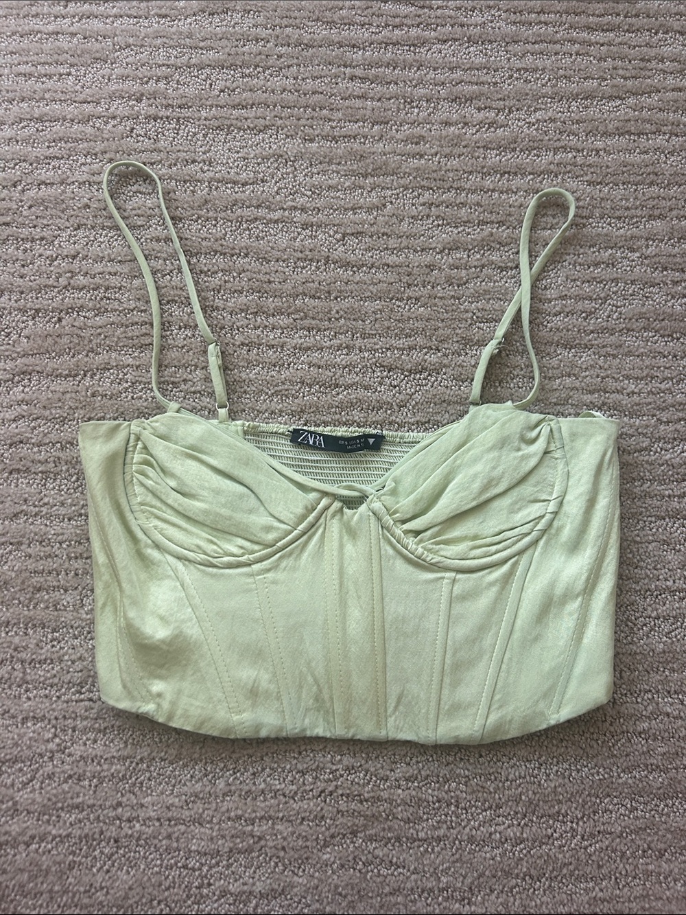 Zara Light Green Bustier corset style Crop Top